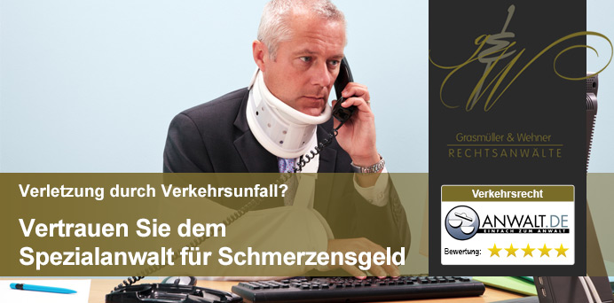 Verletzung durch Verkehrsunfall? Vertrauen Sie dem Spezialanwalt für Schmerzensgeld | Kanzlei Wehner